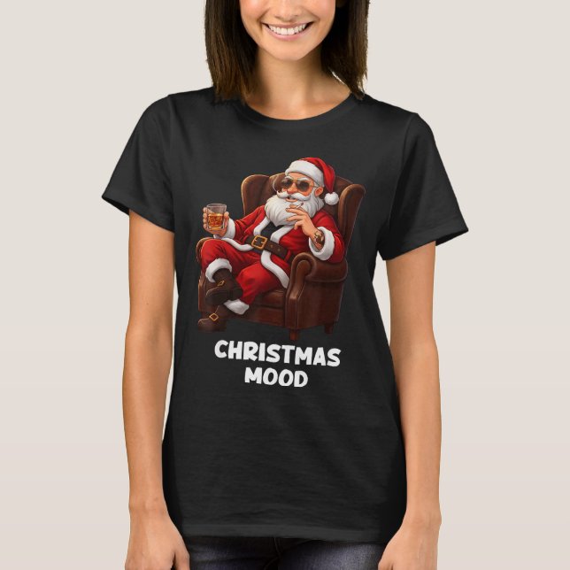 T-shirt Funny Sarcastic Santa Smoking And Drinking “christ (Devant)
