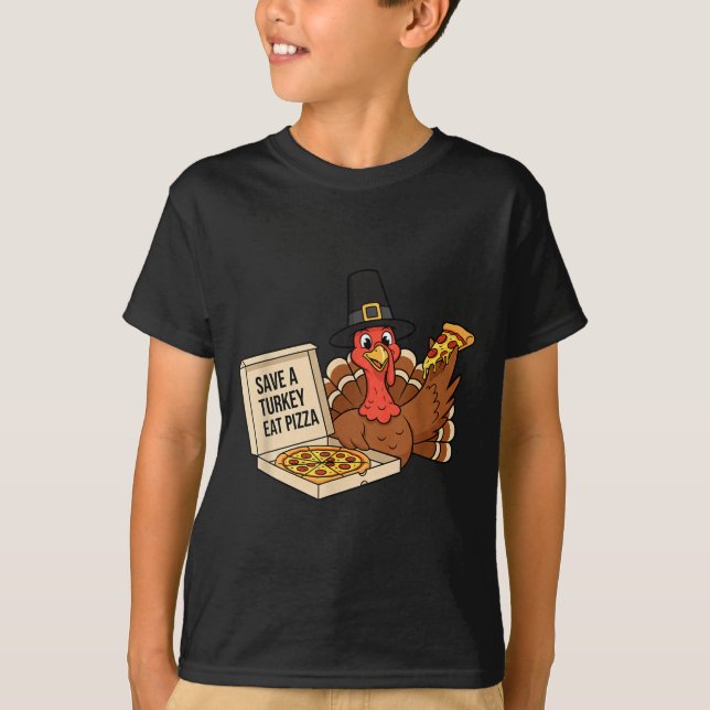 T-shirt Funny Save A Turkey Eat A Zza Thanksgiving Zza Lov (Devant)