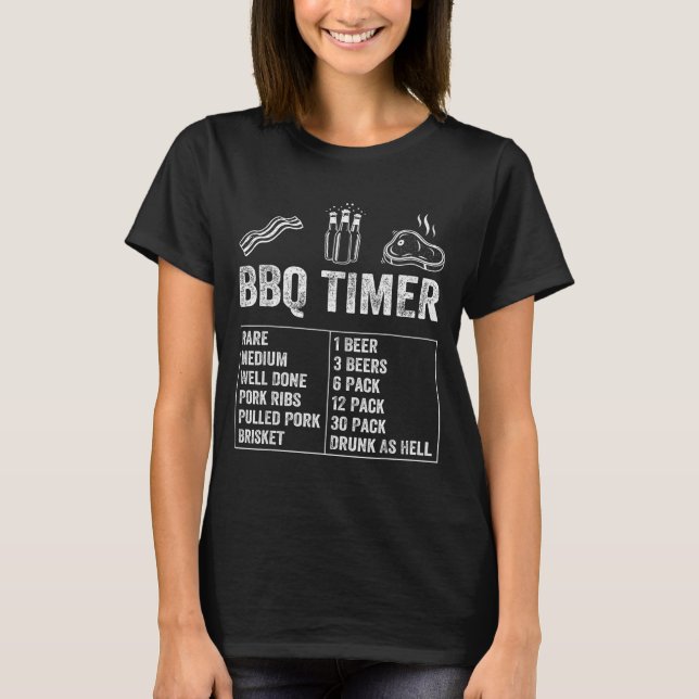 T-shirt Funny Saying Bbq Timer Beer Grill Dad Barbecue Dri (Devant)