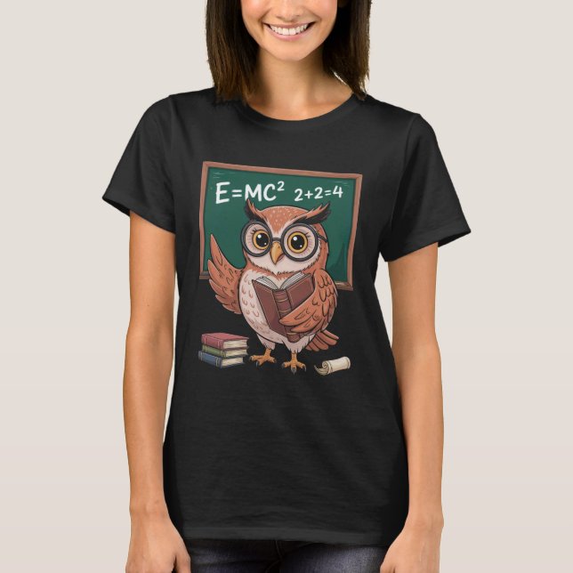 T-shirt Funny Saying E Equals MC Squared Owl Genius Joke W (Devant)