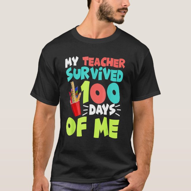 T-shirt Funny School Boys Girls Kids Gift 100 Days Of Scho (Devant)