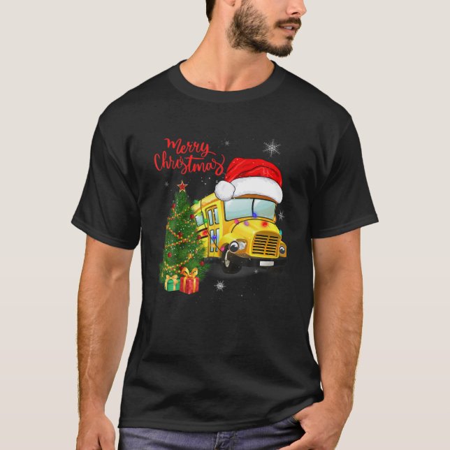 T-shirt Funny School Bus Drivers Santa Hat Joyeux Noël (Devant)