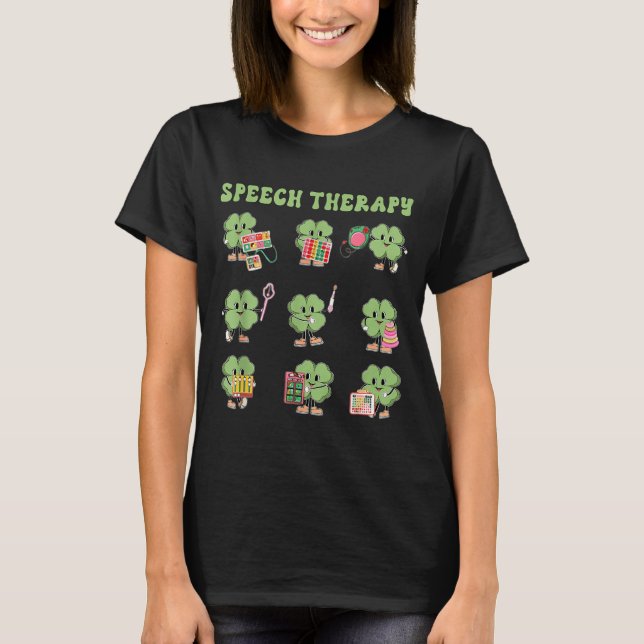T-shirt Funny Shamrock Speech Therapy St Patrick's Day Slp (Devant)