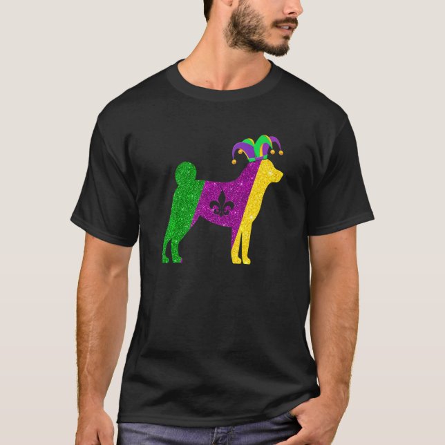T-shirt Funny Shiba Inu Dog Mardi Gras Party Mask Beads Do (Devant)