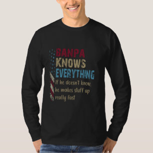 T-shirt Funny Shirt Banpa Savoir Tout - Grand-Père Cadeau