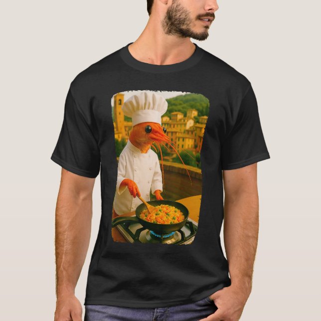 T-shirt Funny Shrimp Chef Cooking Shrimp Fried Rice Meme B (Devant)