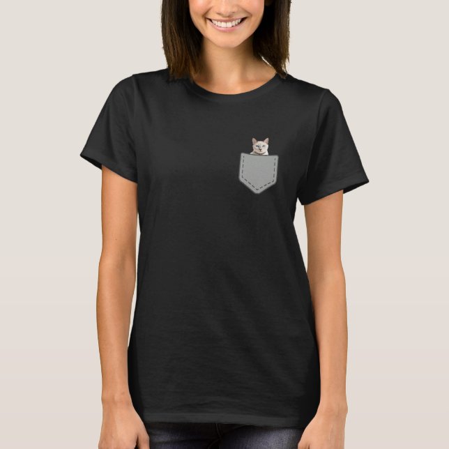 T-shirt Funny Siamese Cat In Your Pocket (Devant)