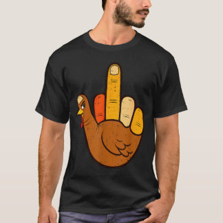 T-shirt Funny sign turkey hand cool thanksgiving men women