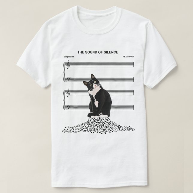 T-shirt Funny Silent Cat Music Parody Design (Design devant)