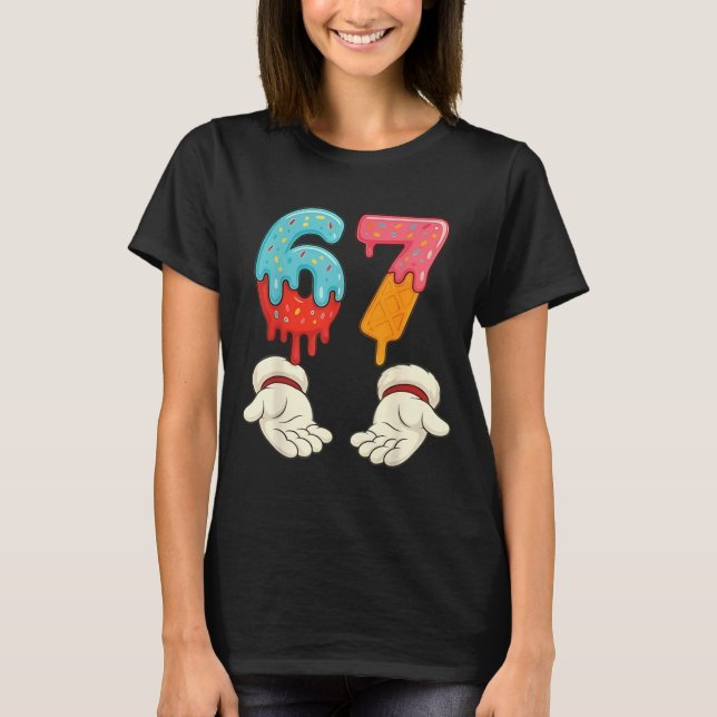 T-shirt Funny Six Seven 6 7 Meme Christmas Ice Cream Drip  (Devant)
