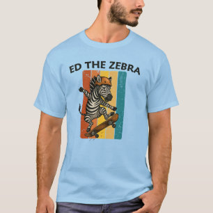 T-shirt Funny Skater Zebra Retro Cartoon Jungle Faune