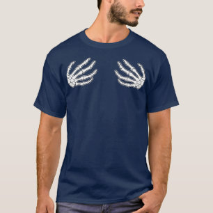 T-shirt Funny Skeleton Hand Bra Costume Halloween 28