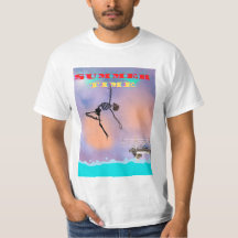 T-shirt, funny, skeleton jumps into the sea