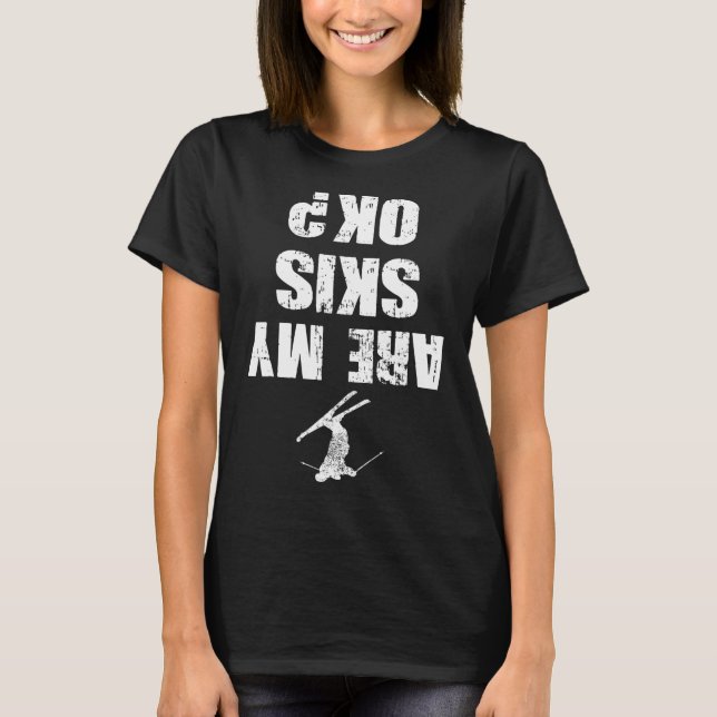 T-shirt Funny Ski Tee Distressed Skiing Winter Sports Ski  (Devant)