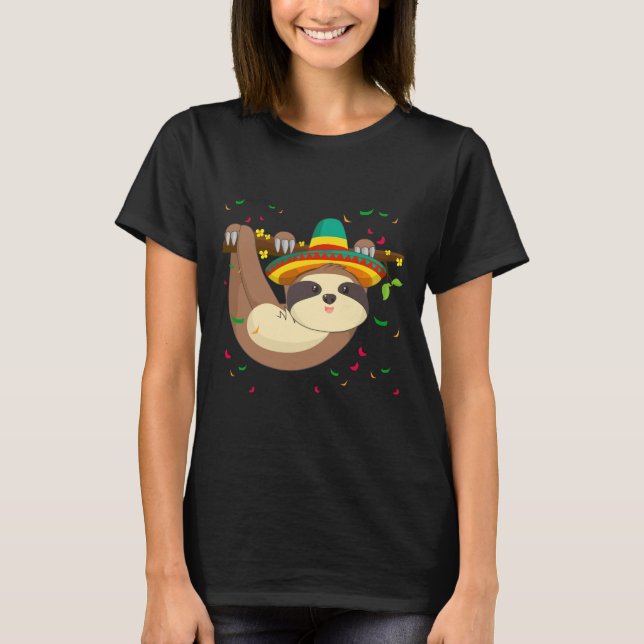 T-shirt Funny Sloth Cinco De Mayo Sombrero (Devant)