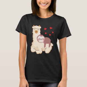 T-shirt Funny Sloth Riding Llama Shirt drôle Coeurs d'Alpa