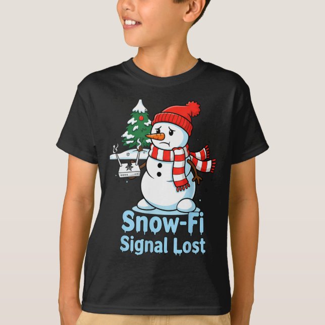 T-shirt Funny Snow-fi Signal Lost Snowman Christmas Design (Devant)