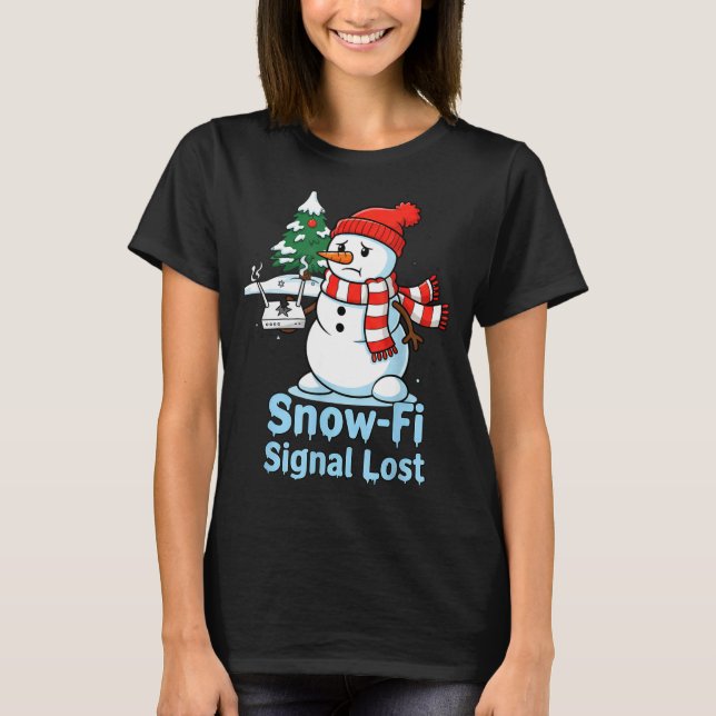 T-shirt Funny Snow-fi Signal Lost Snowman Christmas Design (Devant)