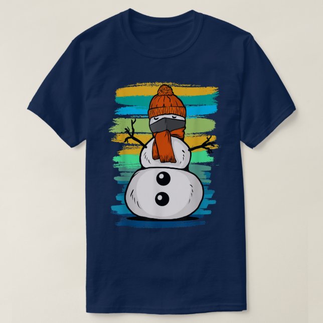 T-shirt Funny Snow Man with Mask  (Design devant)