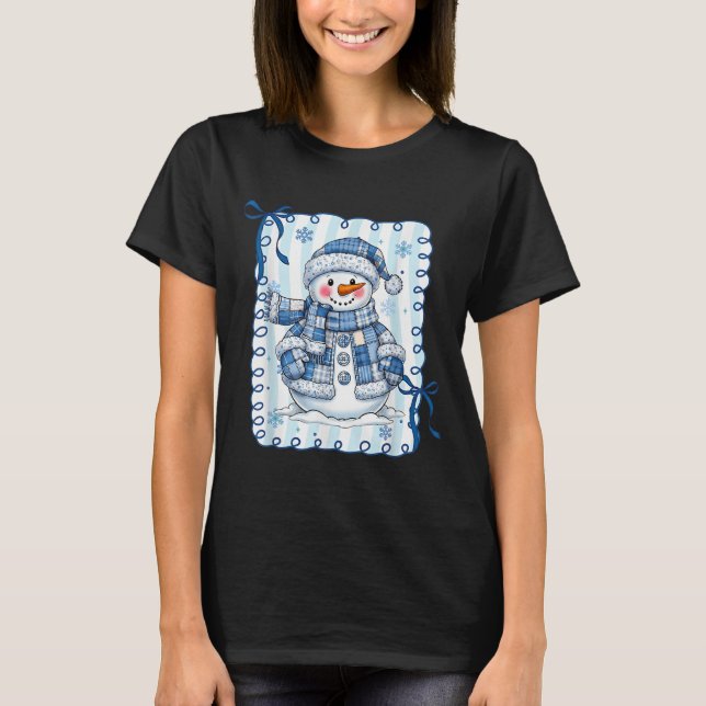 T-shirt Funny Snowman Snowflake Merry Christmas Xmas Famil (Devant)