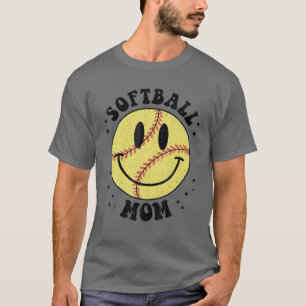 T-shirt Funny Softball Maman Softball Vibes Smile Face Mem
