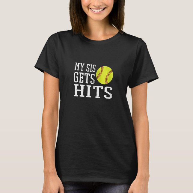 T-shirt Funny Softball My Sis obtient des coups Frère & So (Devant)