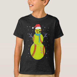 T-shirt Funny Softball Snowman Noël Nouvel An Cadeau