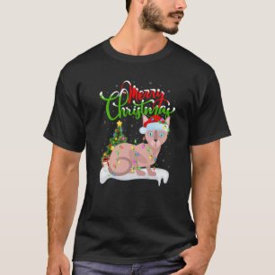 T-shirt Funny Sphynx Amoureux des chats Xmas Éclairage Sph