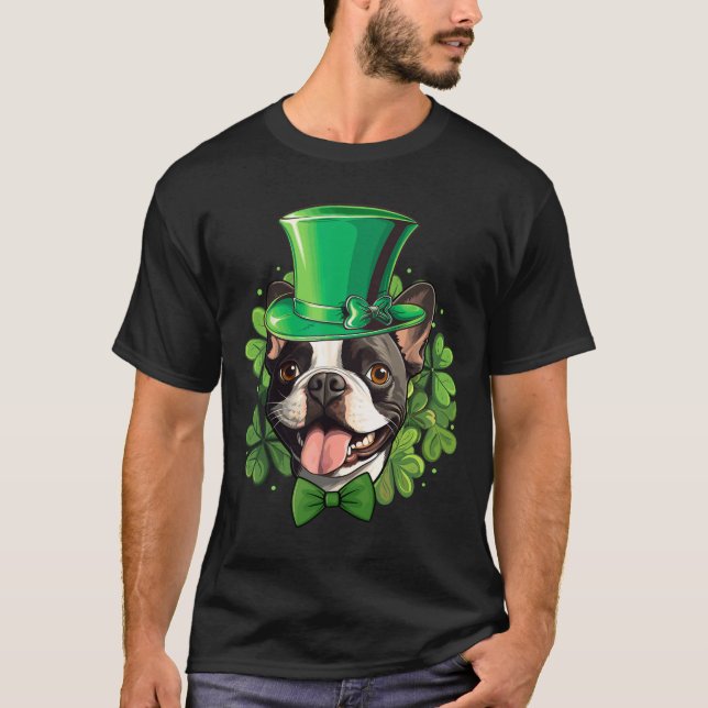 T-shirt Funny St Patricks Boston Terrier  (Devant)