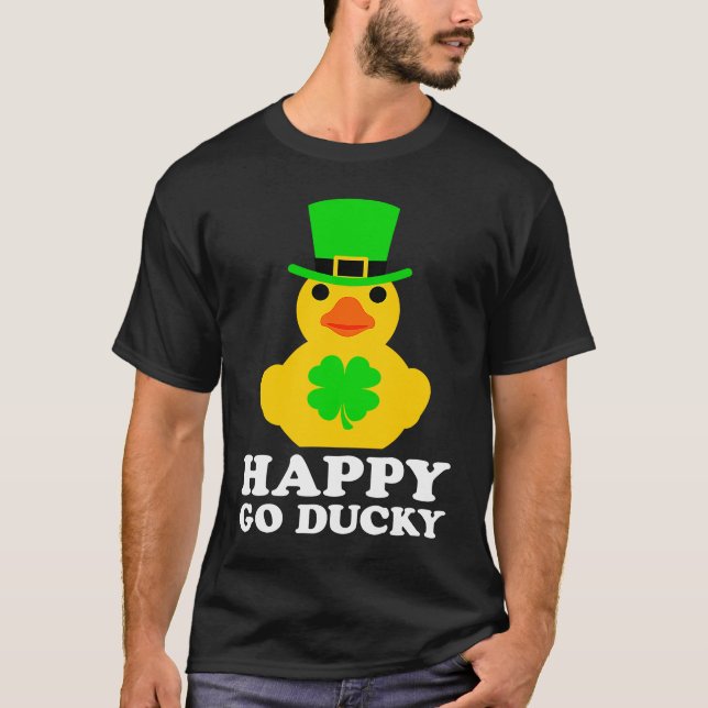 T-shirt Funny St Patrick's Day Cool Rubber Duck Hat Four L (Devant)