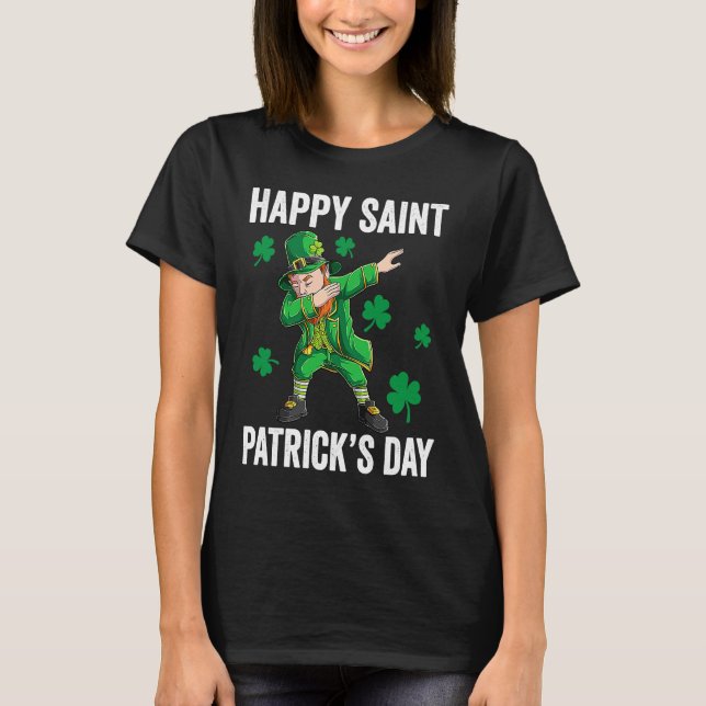 T-shirt Funny St Patrick's Day Dabbing Leprechaun Apparel  (Devant)