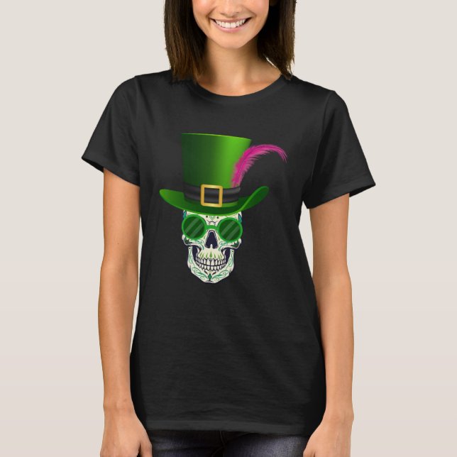T-shirt Funny Sugar Skull Saint Patricks Day of Dead 1 (Devant)