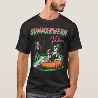 T-shirt Funny Summerween Vibes Pumpkin Spooky Vacation Sum
