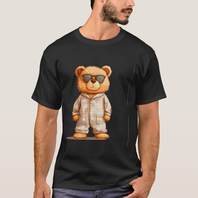 T-shirt Funny Sungles Teddy Bear In Pajama Costume Design  (Devant)