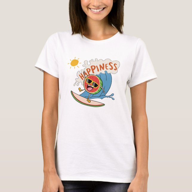 T-shirt Funny Surfing Watermelon Tee – Feel-Good Vibes (Devant)