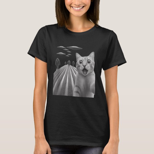 T-shirt Funny Surpris Selfie Chat Peur Avec Le Pied De Feu (Devant)