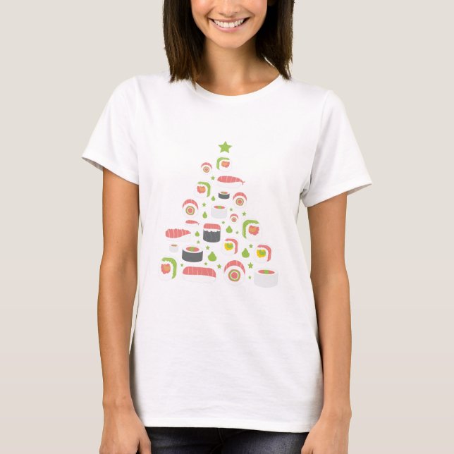 T-shirt Funny Sushi Lovers Christmas Tree Ajouter un texte (Devant)