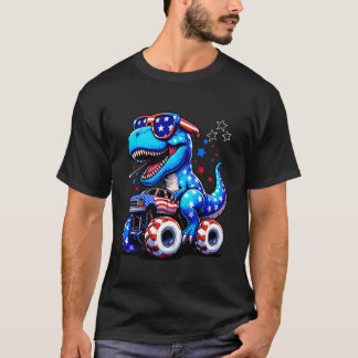 T-shirt Funny T Rex Dinosaur Monster Truck 4 juillet Ame