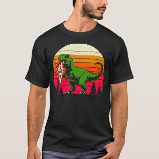 T-shirt Funny T Rex Pizza Retro Sunset Dinosaur