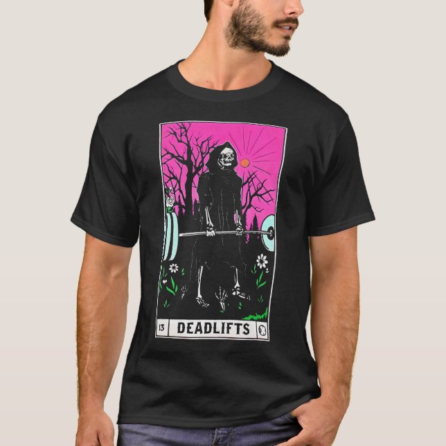 T-shirt Funny Tarot Card Deadlifts Gym Workout Occult Lire (Devant)