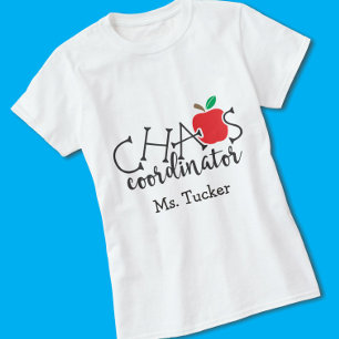 T-shirt Funny Teacher Chaos Coordonnateur avec nom