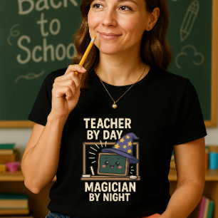 T-shirt Funny Teacher Shirt, Magicien De Nuit