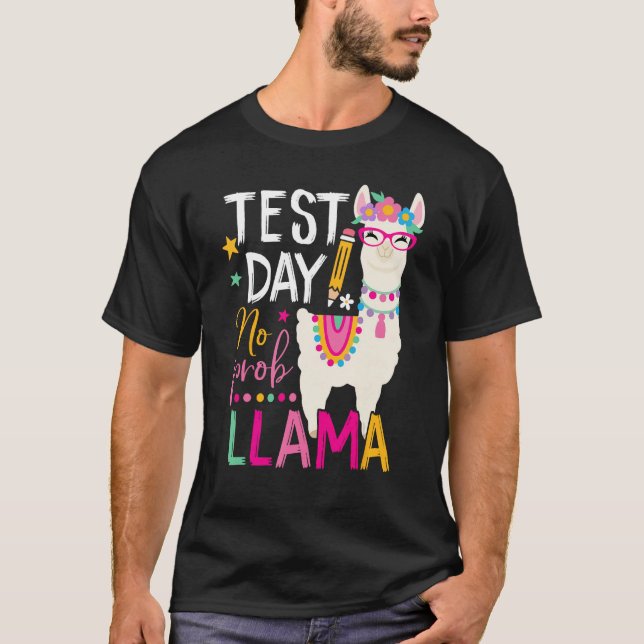 T-shirt Funny Test Day No Prob-llama Llama Teacher Testing (Devant)