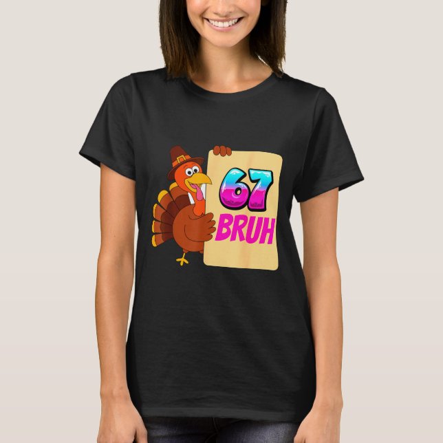 T-shirt Funny Thanksgiving 67 Baseball Drip Gobble Turkey  (Devant)