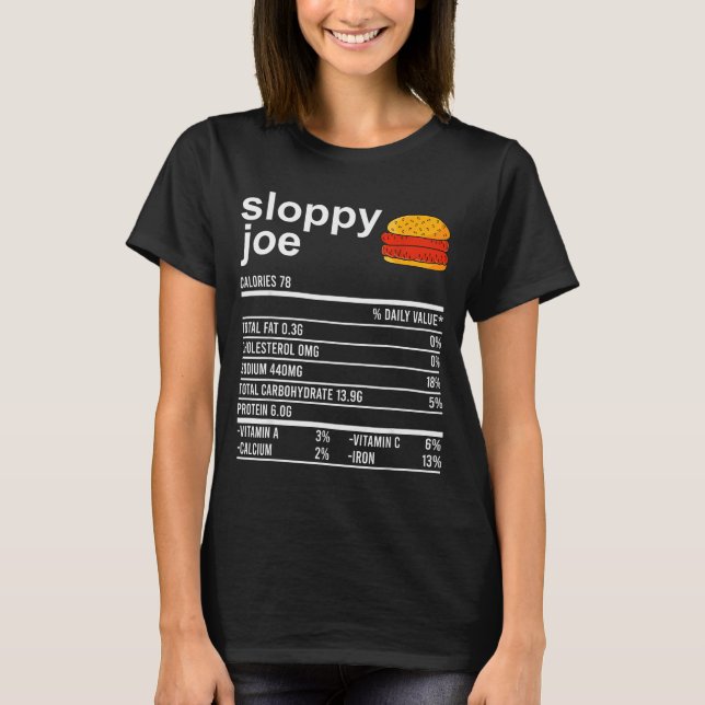 T-shirt Funny Thanksgiving Food Apparel, Sloppy Joe Nutrit (Devant)