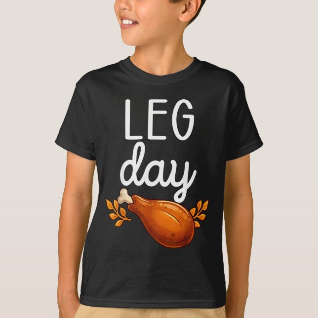 T-shirt Funny Thanksgiving Leg Day Family Matching Turkey  (Devant)