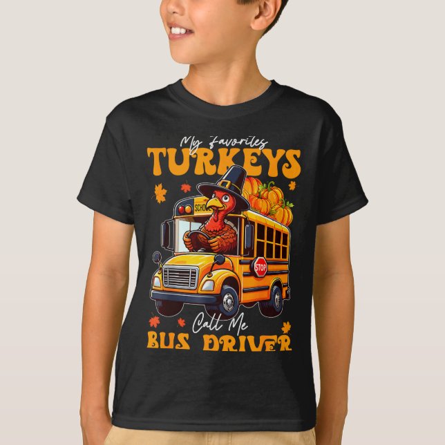 T-shirt Funny Thanksgiving Turkey Bus Driver School Gift  (Devant)