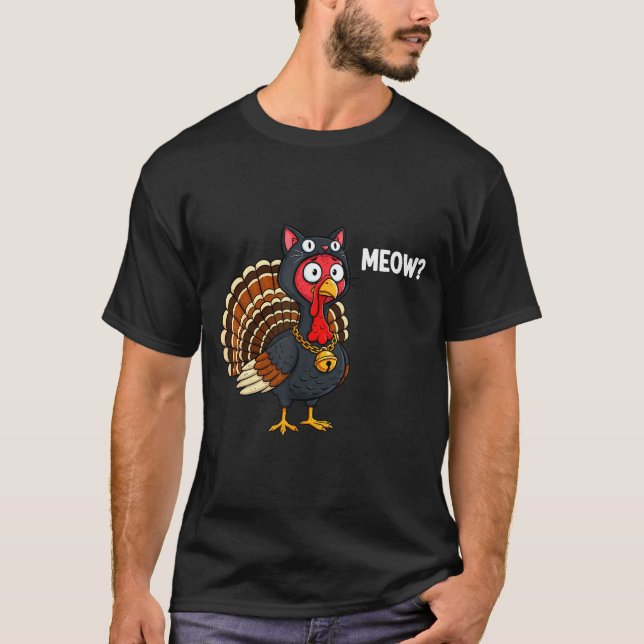 T-shirt Funny Thanksgiving Turkey Meow Cat Disguise Men Wo (Devant)