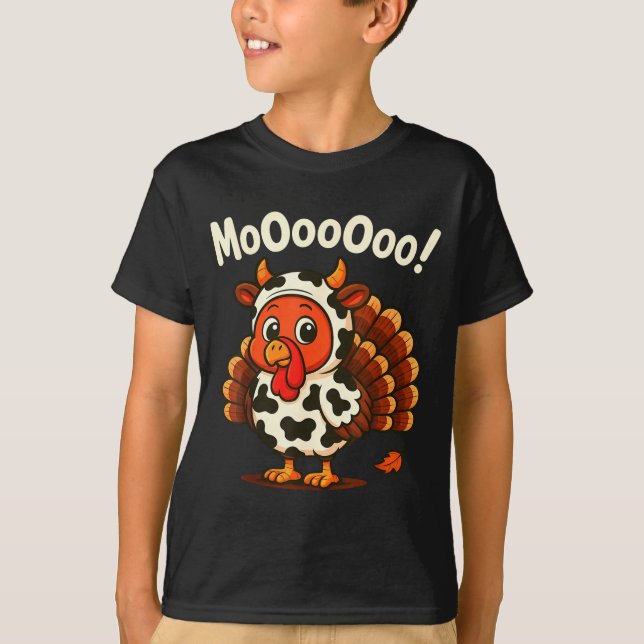 T-shirt Funny Thanksgiving Turkey Moo Cow Disguise Men Wom (Devant)