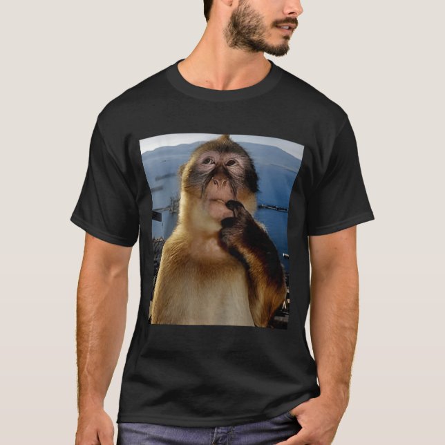 T-shirt Funny Thinking Monkey Meme Curious Ape Brainrot Gi (Devant)